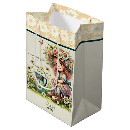Gepersonaliseerd Kind van God madeliefje Medium Cadeauzakje (Voorkant Gekanteld)