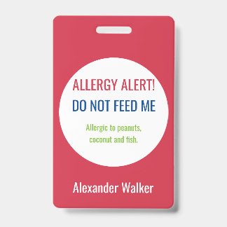 Gepersonaliseerd Kinder alarm voor voedselallergie Badge