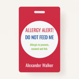 Gepersonaliseerd Kinder alarm voor voedselallergie Badge