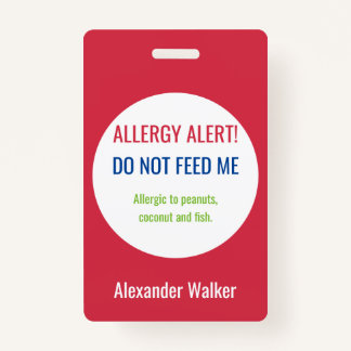 Gepersonaliseerd Kinder alarm voor voedselallergie Badge