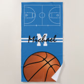 Gepersonaliseerd Kinder Basketball Monogram Strandlaken (Voorkant)