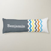 Gepersonaliseerd Kinder Chevron Gray Blue Oranje Y Lichaamskussen (Achterkant)