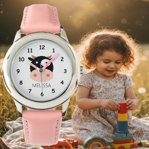 Gepersonaliseerd kinderen horloge met grappige koe