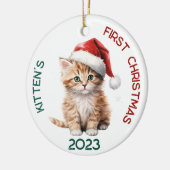 Gepersonaliseerd kitten's eerste kerstontwerp keramisch ornament (Links)