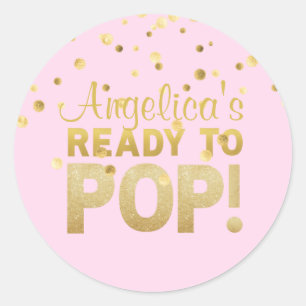 Gepersonaliseerd Klaar om Baby shower te Poppen Ro Ronde Sticker