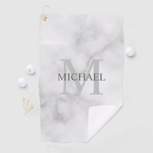 Gepersonaliseerd Klassiek monogram en de Marmer va Golfhanddoek