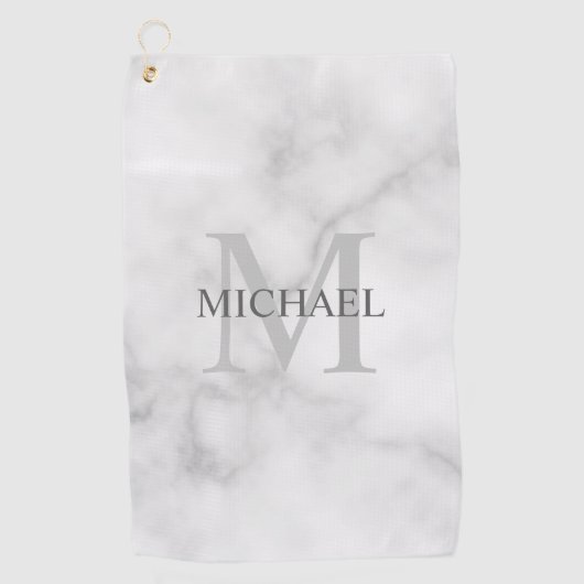 Gepersonaliseerd Klassiek monogram en de Marmer va Golfhanddoek (Voorkant)
