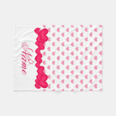 Gepersonaliseerd klein meisje Roze wit hart Fleece Deken (Voorkant (Horizontaal))