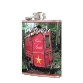Gepersonaliseerd kleine caravan met rode zigeuner  heupfles (Links)