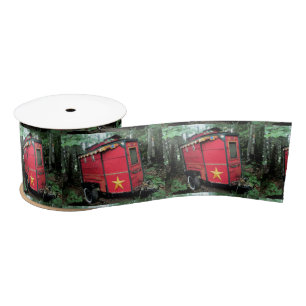 Gepersonaliseerd kleine caravan met rode zigeuner lint