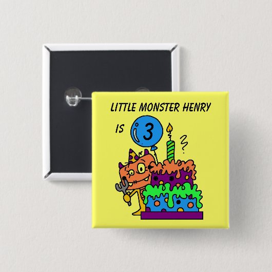 Gepersonaliseerd Kleine Monster Verjaardag Button (Voorkant /achterkant)