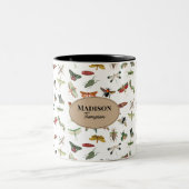 Gepersonaliseerd kleurig Insect Patroon Tweekleurige Koffiemok (Center)