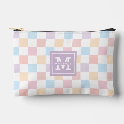 Gepersonaliseerd kleurrijk pastel geruit patroon etui (Voorkant)