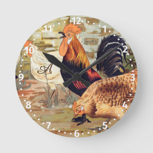 Gepersonaliseerd kleurrijk rooster Farmhouse Squa Ronde Klok
