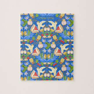 Gepersonaliseerd kleurrijke fruitige bloemen legpuzzel