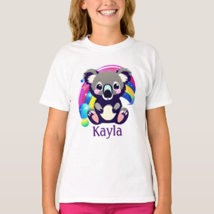 Gepersonaliseerd Koala Beer en regenboog T-shirt