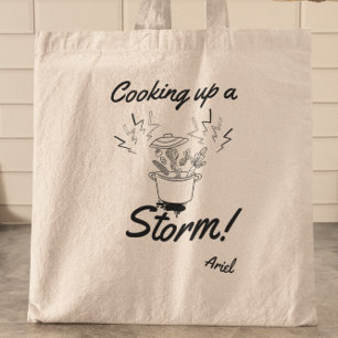Gepersonaliseerd koken omhoog een Storm grappige f Tote Bag