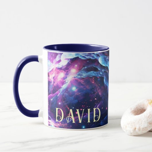 Gepersonaliseerd Koop mokken met een ruimtethema o (Met donut)
