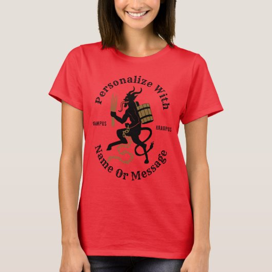 Gepersonaliseerd Krampus Red T-shirt (Voorkant)