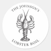 Gepersonaliseerd kreeft bake event wit ronde sticker (Voorkant)