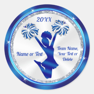Gepersonaliseerd, KreukStickers, Blauw, Wit, Zilve Ronde Sticker