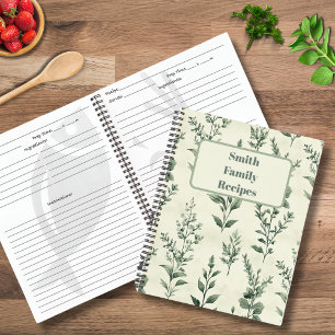 Gepersonaliseerd Kruid Plant Patroon Familie Recep Notitieboek