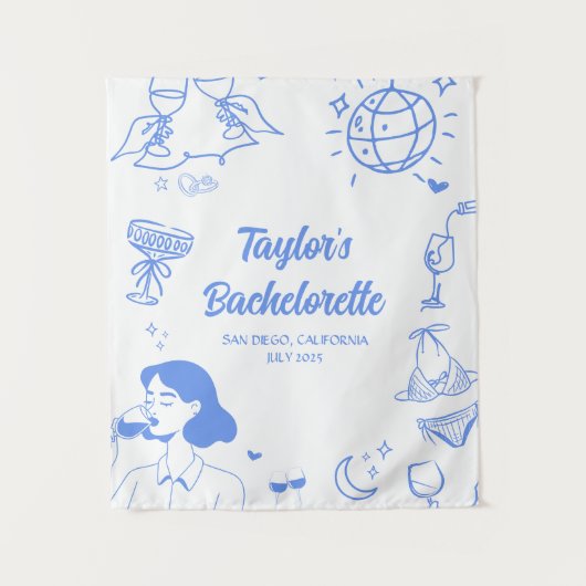 Gepersonaliseerd kust strand vrijgezellenfeest dec wandkleed (Voorkant)