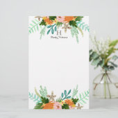 Gepersonaliseerd | Kustlijn Floral Briefpapier (Staand voorkant)