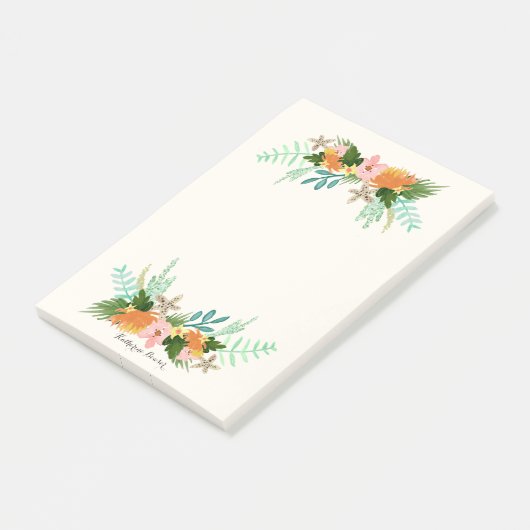 Gepersonaliseerd | Kustlijn Floral Post-it® Notes (Schuin)