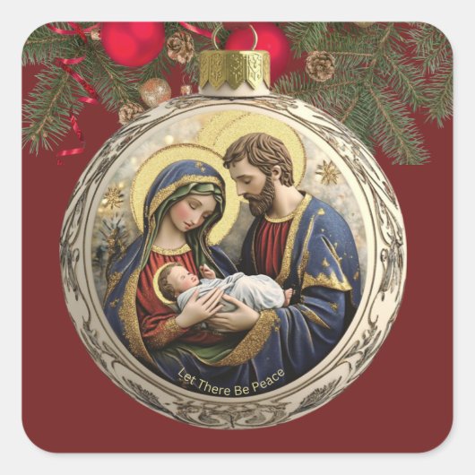 Gepersonaliseerd Laat er vrede kerststal zijn Vierkante Sticker (Voorkant)