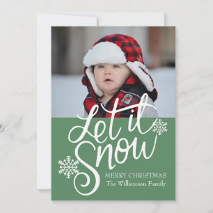 Gepersonaliseerd Laat het Snow-kerstfotokaart Feestdagenkaart