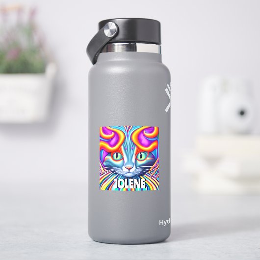 Gepersonaliseerd label | Unieke mystieke kat (HydroFlask)