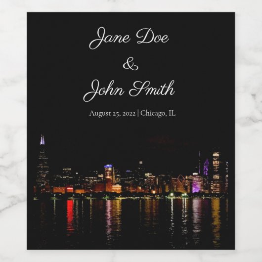 Gepersonaliseerd label voor Chicago Skyline Wine Wijn Etiket (Enkel label)