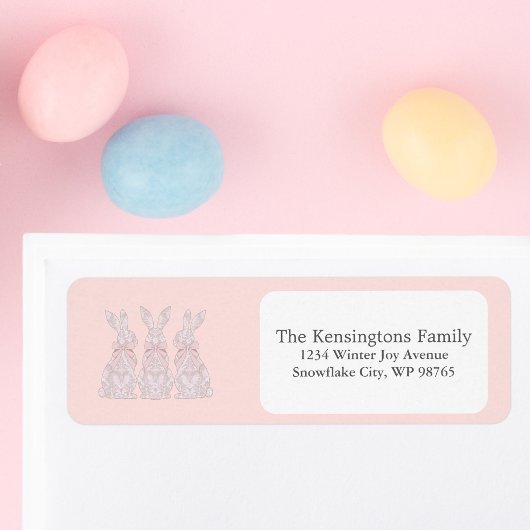 Gepersonaliseerd Lace Bunny Pasen Retouradres Etiket