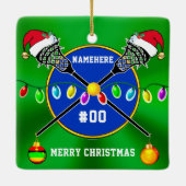 Gepersonaliseerd, Lacrosse-siermiddel voor jongens Keramisch Ornament (Achterkant)