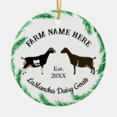 Gepersonaliseerd LaMancha Dairy Goat Pine Wreath Keramisch Ornament (Voorkant)