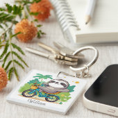Gepersonaliseerd Lazy Sloth's Relaxing Bike Advent Sleutelhanger (Voorkant Rechts)