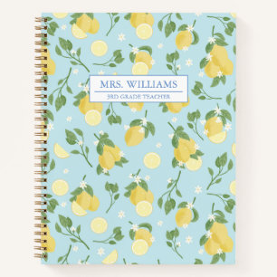 Gepersonaliseerd Lemon Light Blue Spiral Notitiebo Notitieboek