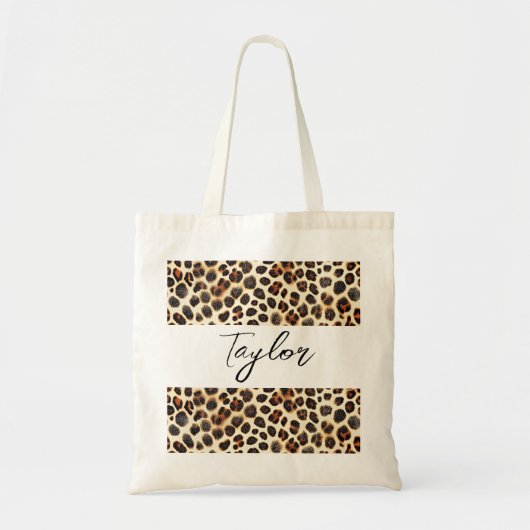 Gepersonaliseerd Leopard Print Canvas tas (Voorkant)