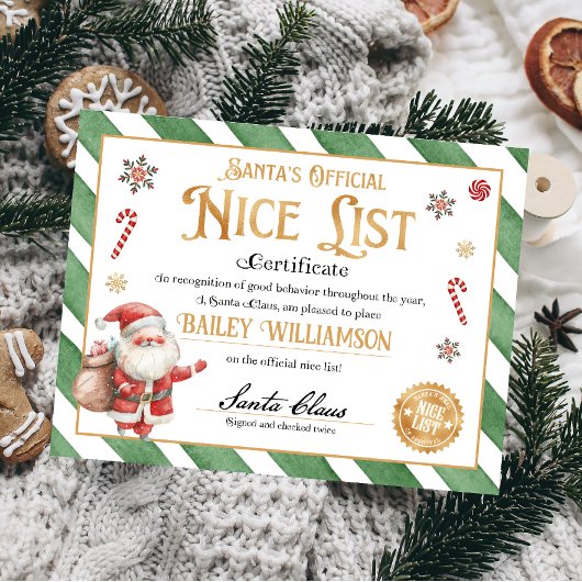 Gepersonaliseerd leuk certificaat van Sinterklaas