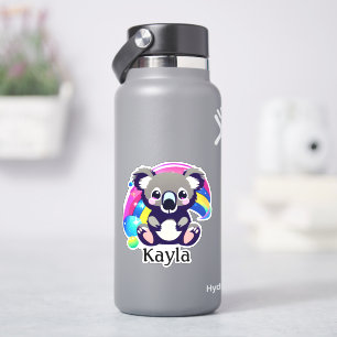 Gepersonaliseerd Leuk Koala Beer en Regenboog Sticker
