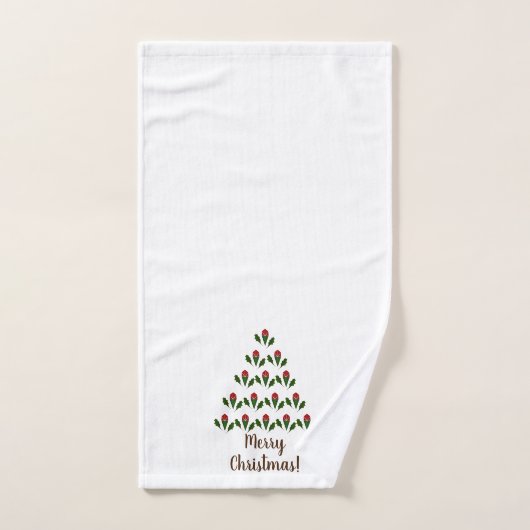 Gepersonaliseerd leuke rode rozen, Holly kerstboom Bad Handdoek (Handdoek)