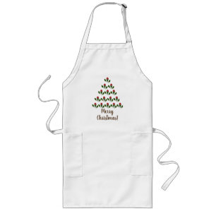 Gepersonaliseerd leuke rode rozen, Holly kerstboom Lang Schort