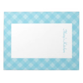 Gepersonaliseerd lichtblauw Notitieblok Gingham (Voorkant)