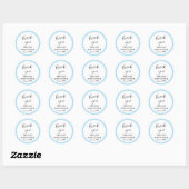 Gepersonaliseerd lichtblauw & wit Baby shower Ronde Sticker (Vel)