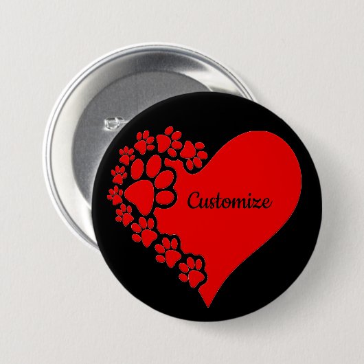 Gepersonaliseerd liefdeshart ronde button 7,6 cm (Voorkant /achterkant)