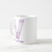 Gepersonaliseerd Lila Fairy Monogram V Koffiemok (Voorkant links)
