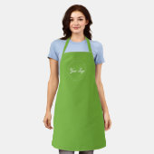 Gepersonaliseerd Lime Green Company Logo Apron Schort (Gedragen)