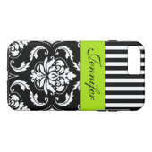 GEPERSONALISEERD LIME GROEN, ZWARTE DAMASKSTRIPEN Case-Mate iPhone CASE (Achterkant (Horizontaal))