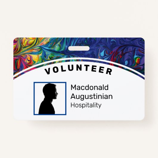 Gepersonaliseerd Logo Foto ID VOLUNTEER Abstract B Badge (Voorkant)